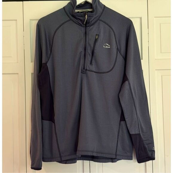 L.L. Bean Polartec blue quarter zip fleece pullover large - Picture 9 of 10